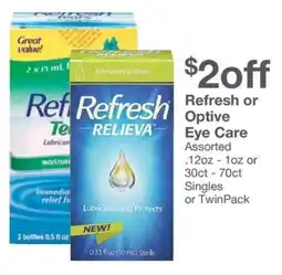 Kinney Drugs Refresh or optive eye care offer