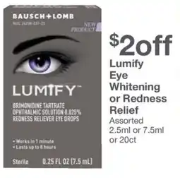 Kinney Drugs Lumify Eye Whitening or Redness Relief Assorted offer