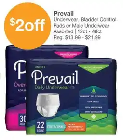 Kinney Drugs Prevail Underwear, Bladder Control Pads or Male Underwear Assorted offer