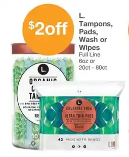 Kinney Drugs L. Tampons, Pads, Wash or Wipes offer