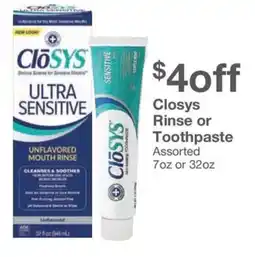Kinney Drugs Closys Rinse or Toothpaste Assorted offer