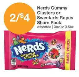 Kinney Drugs Nerds Gummy Clusters or Sweetarts Ropes Share Pack offer