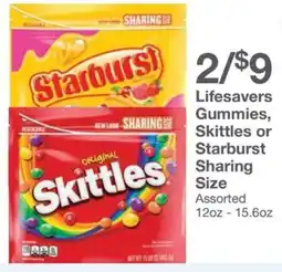 Kinney Drugs Lifesavers Gummies and Skittles or Starburst Sharing Size offer