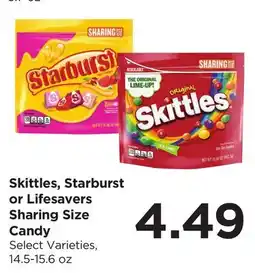 Food 4 Less Skittles, Starburst or Lifesavers Sharing Size Candy offer