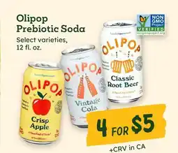 Sprouts Farmers Market Olipop Prebiotic Soda offer