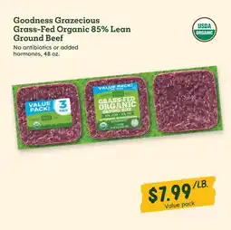 Sprouts Farmers Market Goodness Grazecious Grass-Fed Organic 85% Lean Ground Beef offer
