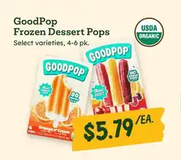 Sprouts Farmers Market GoodPop Frozen Dessert Pops offer