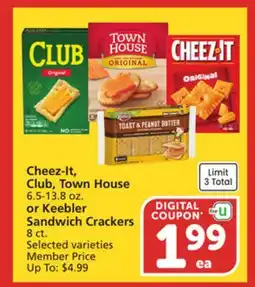 Vons Cheez-It, Club, Town House 6.5-13.8 oz. or Keebler Sandwich Crackers 8 ct offer