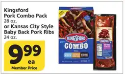 Vons Kingsford Pork Combo Pack 28 oz. or Kansas City Style Baby Back Pork Ribs 24 oz offer