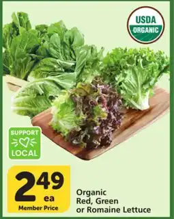 Vons Organic Red, Green or Romaine Lettuce offer