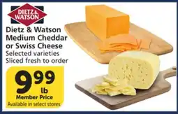 Vons Dietz & Watson Medium Cheddar or Swiss Cheese offer