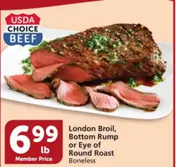 Vons London Broil, Bottom Rump or Eye of Round Roast offer
