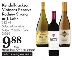 Pavilions Kendall-Jackson Vintner's Reserve Rodney Strong or J. Lohr offer