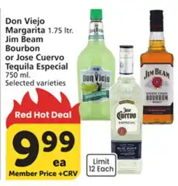 Vons Don Viejo Margarita 1.75 ltr. Jim Beam Bourbon or Jose Cuervo Tequila Especial 750 ml offer