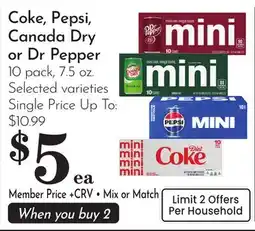 Pavilions Coke, Pepsi, Canada Dry or Dr Pepper offer