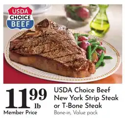 Pavilions USDA Choice Beef New York Strip Steak or T-Bone Steak offer