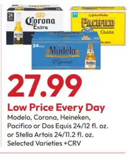 Stater Bros Modelo, Corona, Heineken, Pacifico or Dos Equis 24/12 fl. oz. or Stella Artois 24/11.2 fl. oz offer