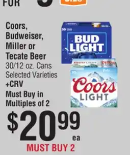 Smart & Final Coors, Budweiser, Miller or Tecate Beer offer