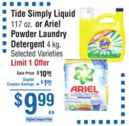 Smart & Final Tide Simply Liquid or Ariel Powder Laundry Detergent offer