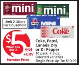 Albertsons Coke, Pepsi, Canada Dry or Dr Pepper offer