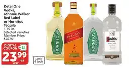 Albertsons Ketel One Vodka, Johnnie Walker Red Label or Hornitos Tequila offer