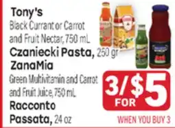 Tony’s Fresh Market Tony's Black Czaniecki Pasta, 250 gr ZanaMia or Racconto Passata offer