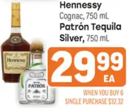 Tony’s Fresh Market Hennessy Cognac, 750 mL or Patrón Tequila Silver offer