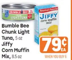 Tony’s Fresh Market Bumble Bee Chunk Light Tuna, 5 oz Jiffy Corn Muffin Mix, 8.5 oz offer