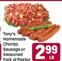 Tony’s Fresh Market Tony's Homemade Chorizo Sausage or Seasoned Pork al Pastor offer