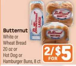Tony’s Fresh Market Butternut White or Wheat Bread 20 oz or Hot Dog or Hamburger Buns, 8 ct offer