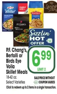 Jewel-Osco P. F. Chang's, Bertolli or Birds Eye Voila Skillet Meals offer