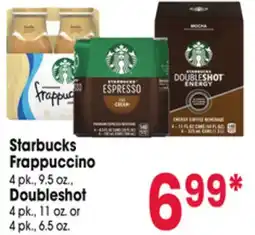 Jewel-Osco Starbucks Frappuccino 4 pk., 9.5 oz., Doubleshot 4 pk., 11 oz. or 4 pk., 6.5 oz offer