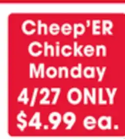 Jewel-Osco Cheep'ER Chicken Monday offer