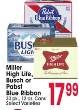 Jewel-Osco Miller High Life, Busch or Pabst Blue Ribbon offer