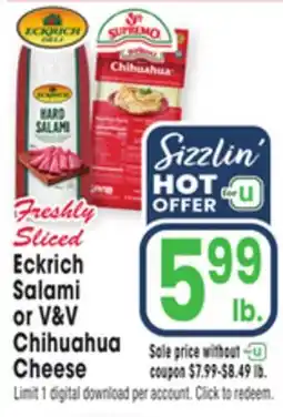 Jewel-Osco Eckrich Salami or V & V Chihuahua Cheese offer