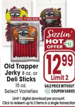 Jewel-Osco Old Trapper Jerky 8 oz. or Deli Sticks 15 oz offer