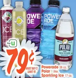Jewel-Osco Powerade 28 oz., Polar 1 liter, Sparkling Ice 17 oz offer