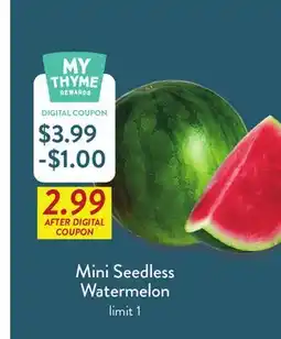 Fresh Thyme Mini Seedless Watermelon offer