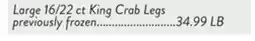 Fresh Thyme Large 16/22 ct King Crab Legs offer