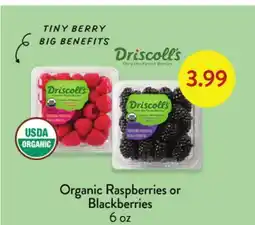 Fresh Thyme Driscoll's Organic Raspberries or Blackberries offer