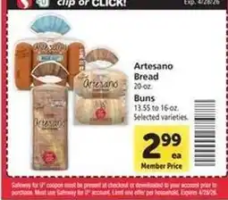Safeway Artesano Bread offer