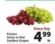 Safeway Pristine Green or Red Seedless Grapes offer