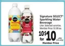 Safeway Signature SELECT Sparkling Water Beverage offer