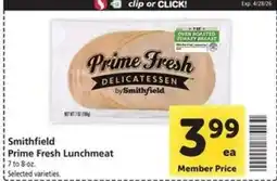 Safeway Smithfield Prime Fresh Lunchmeat offer