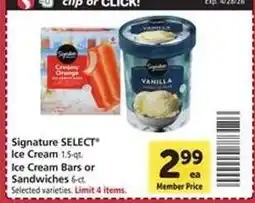 Safeway Signature Select Ice Cream offer