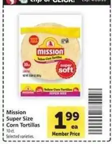 Safeway Mission Super Size Corn Tortillas offer