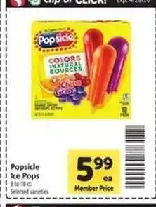 Safeway Popsicle Ice Pops offer