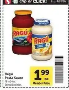 Safeway Ragú Pasta Sauce offer