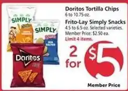 Safeway Doritos Tortilla Chips & Frito-Lay Simply Snacks offer