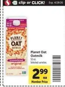 Safeway Planet Oat Oatmilk offer